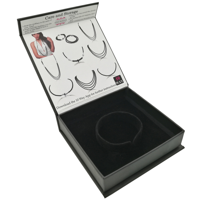 Fábrica de embalaje de cajas de papel de anillo personalizado negro con clase