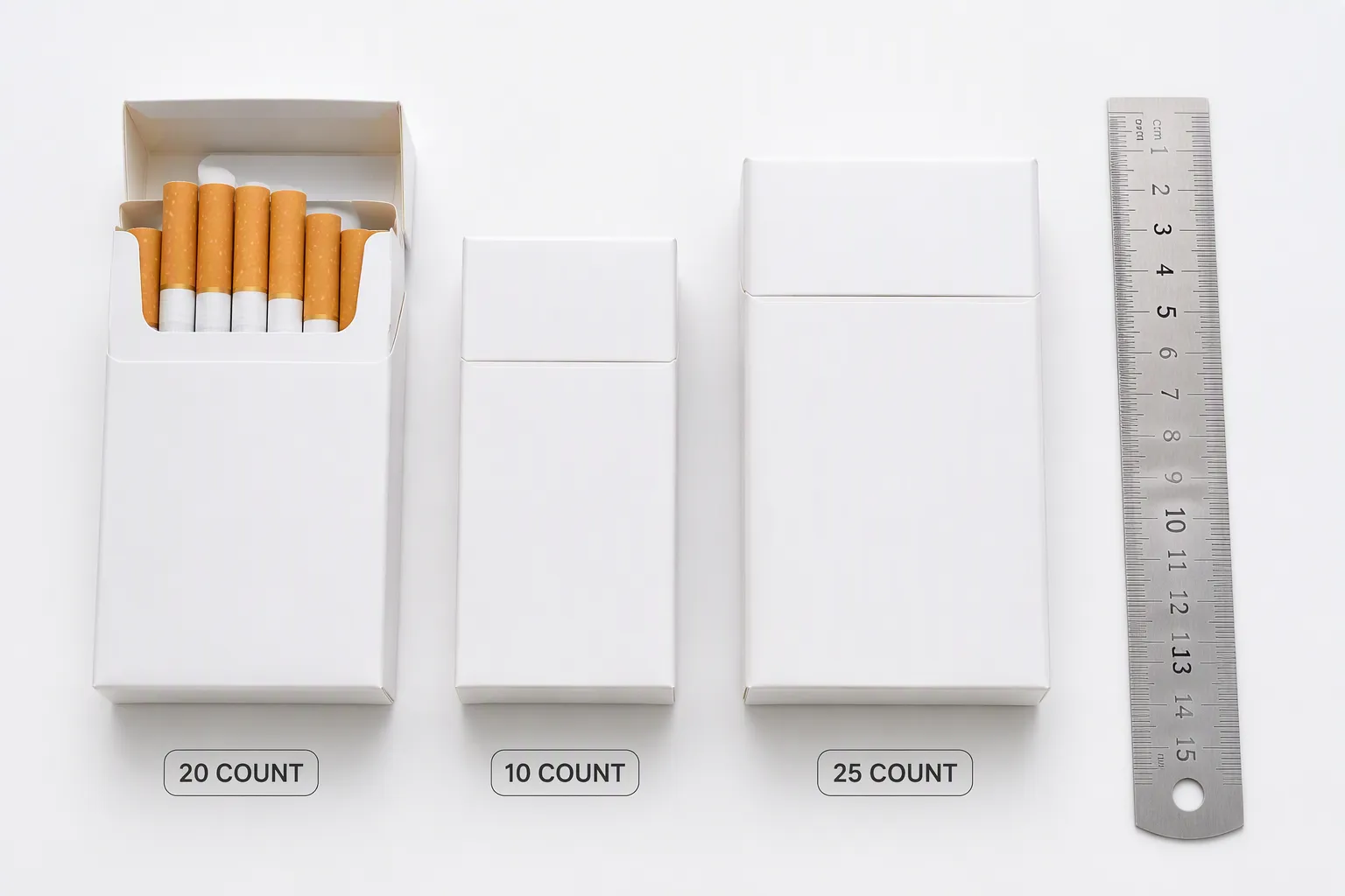 Dimensiones est&aacute;ndar del paquete de cigarrillos