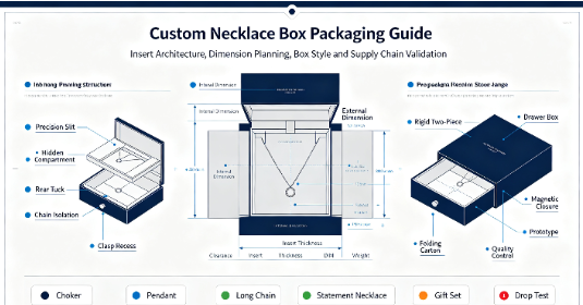 Embalaje de caja personalizado Collar: tamaño, estructura y guía de inserción