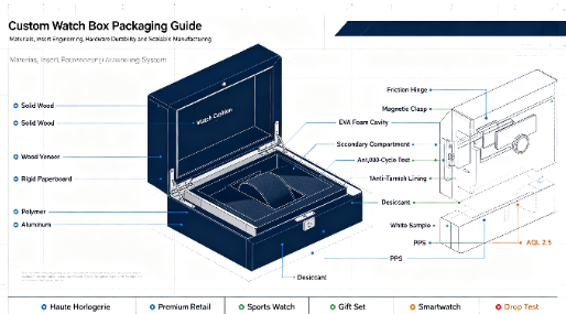 Embalaje de caja de reloj personalizado: materiales, inserciones y acabados de lujo